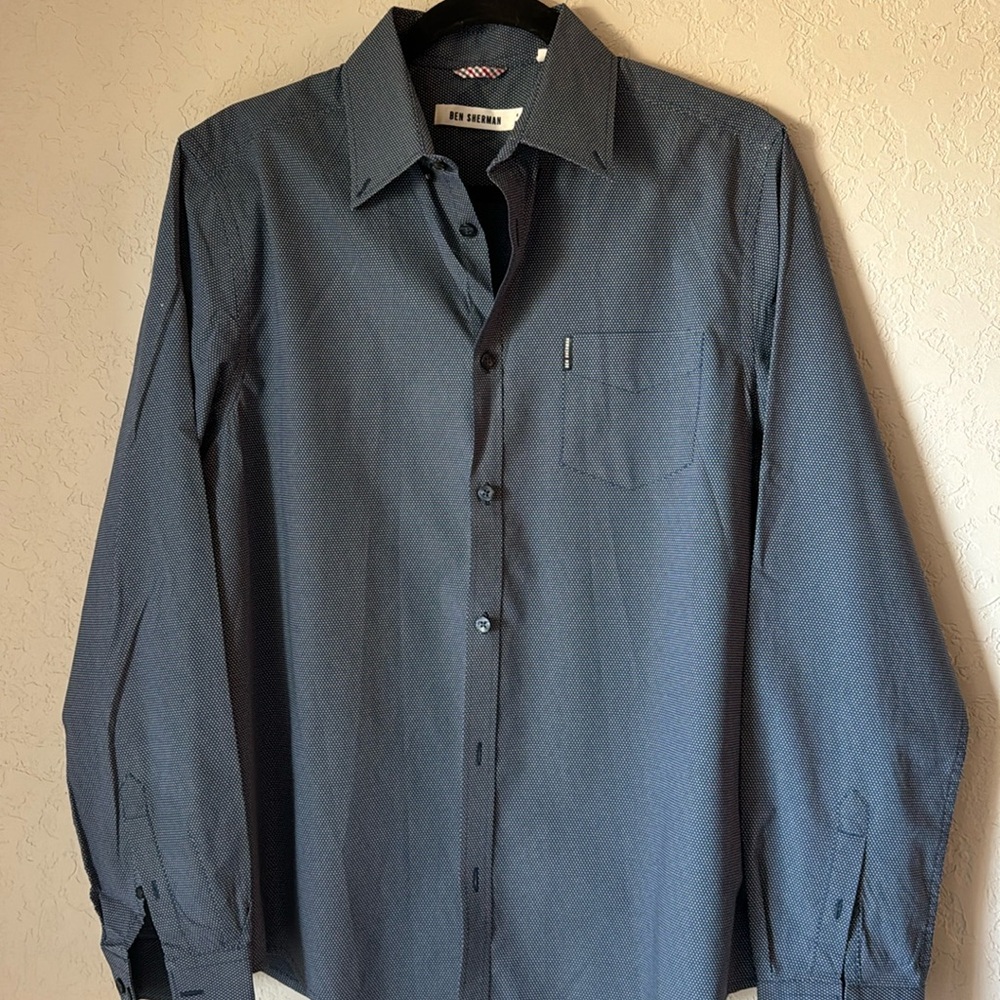Ben Sherman Men's Blue Polka Dot Button Down Shirt | Size M | Smart Casual
